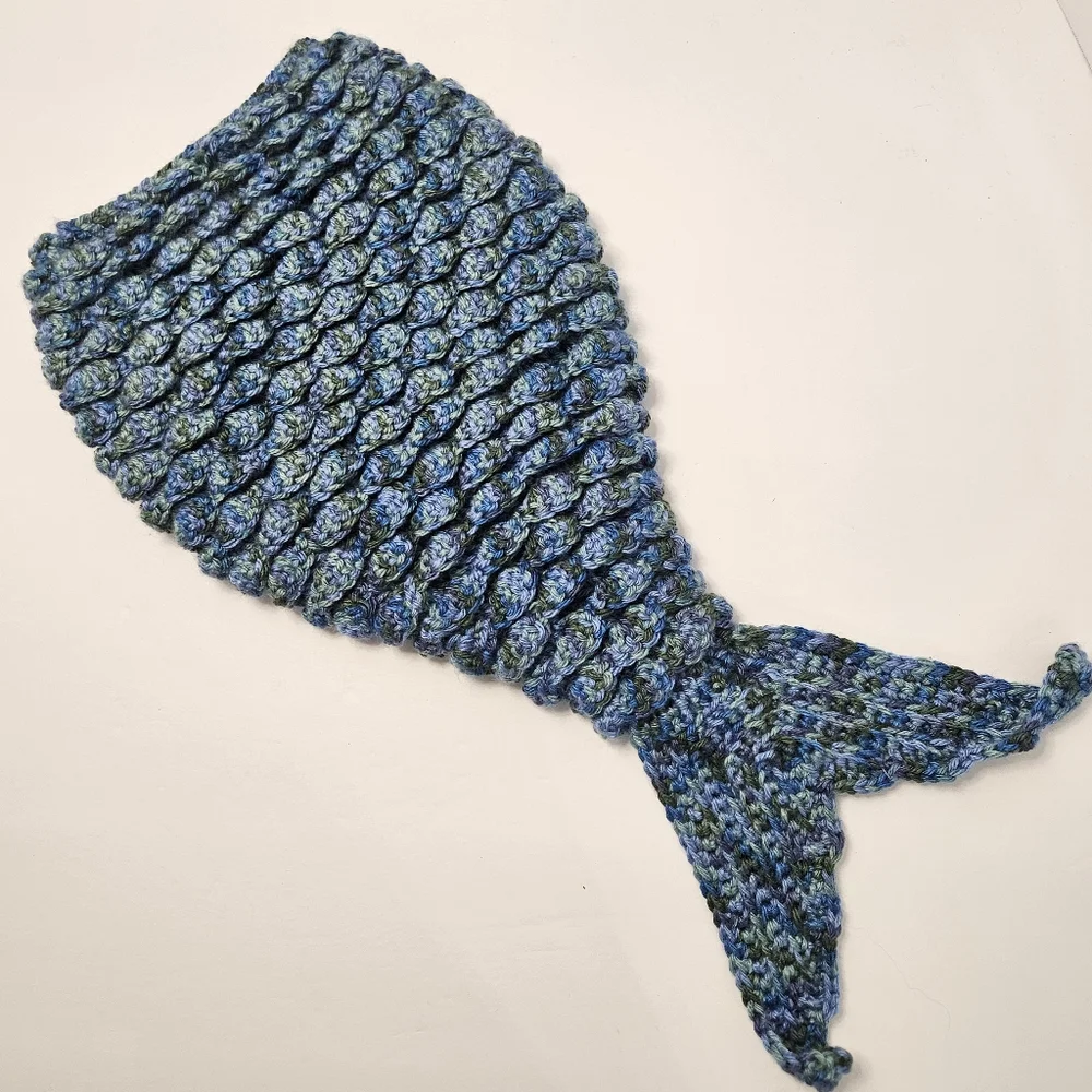 Newborn Photography Handmade Blue & Purple Mermaid Tail Seashells & Headband